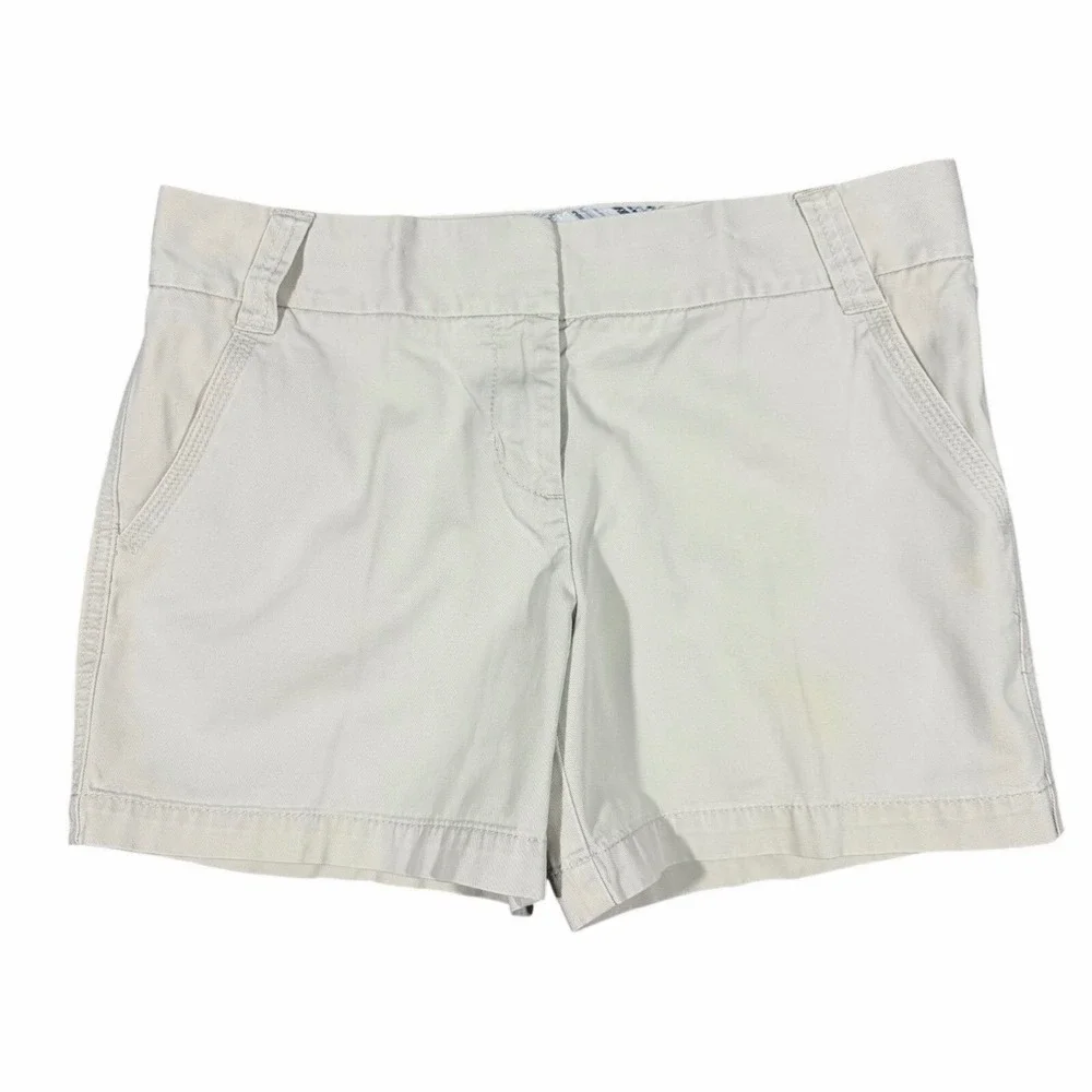 J.Crew Womens Classic Twill Chino Shorts City Fit Khaki Beige Size 6 Cotton